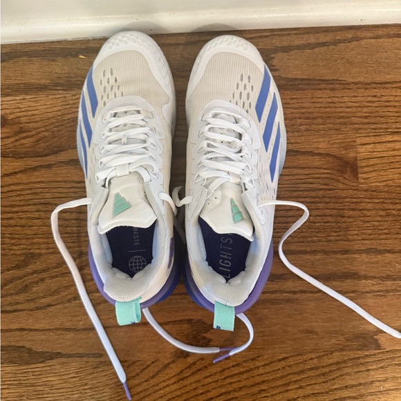 Adidas Adizero Cybersonic Tennis Shoes - White and Blue - Picture 2 of 9